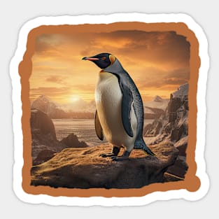 Antarctica Sunset Penguin Sticker